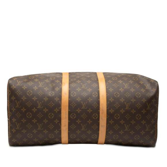 LOUIS VUITTON Brown Monogram Leather Keepall 55 Boston Bag